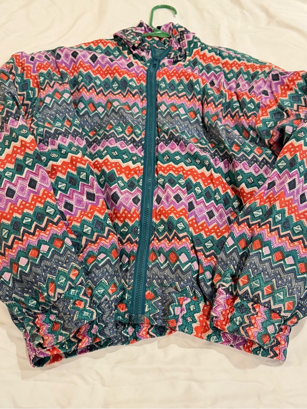 Vintage Chevron-Print Women's Windbreaker - Purple/Teal/Red